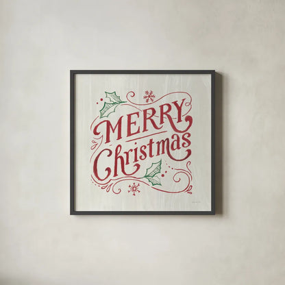 White and Bright Christmas IV on Wood RG by Danhui Nai. Shown in a sleek black glass frame for a contemporary gallery look. Available as an archival giclee rolled canvas, fine art paper, or poster print. SKU 75712a.