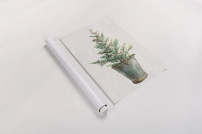 White and Bright Christmas Tree I by Danhui Nai. shown as a rolled paper print. Available as archival giclee rolled canvas, fine art paper, or poster print. SKU 65632h.