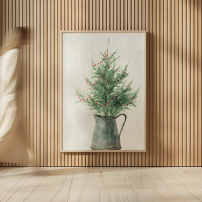 White and Bright Christmas Tree II by Danhui Nai. shown as over sized large wall art. Available as an archival giclee rolled canvas, fine art paper, or poster print. SKU 65633h.