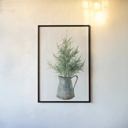 White and Bright Christmas Tree II by Danhui Nai. shown as a paper print in a black flame. Available as a archival giclee rolled canvas, fine art paper, or poster print. SKU 65633h.