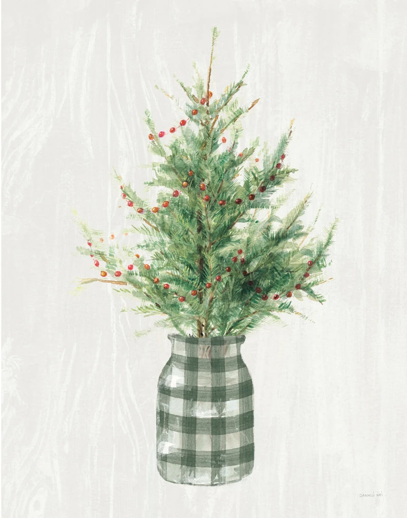 White and Bright Christmas Tree II Plaid by Danhui Nai