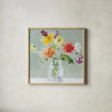 Wild About Wildflowers by Danhui Nai. Shown in a natural wood glass frame for a timeless modern aesthetic. Available as an archival giclee rolled canvas, fine art paper, or poster print. SKU 85891a.
