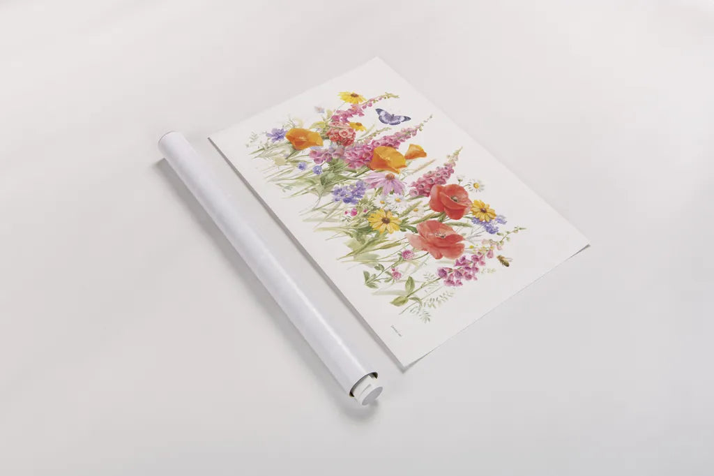Wildflowers in Bloom I by Danhui Nai. shown as a rolled paper print. Available as archival giclee rolled canvas, fine art paper, or poster print. SKU 72790i.