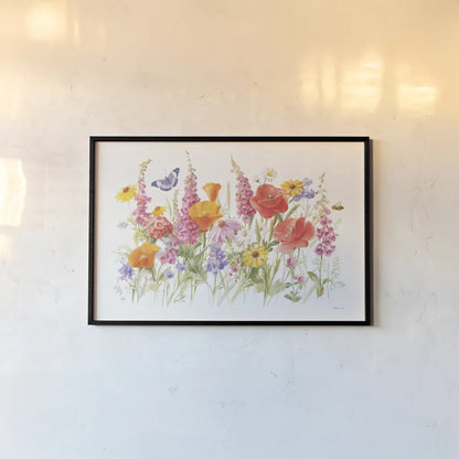 Wildflowers in Bloom I by Danhui Nai. shown as a paper print in a black flame. Available as a archival giclee rolled canvas, fine art paper, or poster print. SKU 72790i.