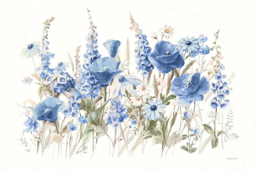 Wildflowers in Bloom I Blue by Danhui Nai. SKU 74499i. Archival Giclee Fine art print for wall decor.