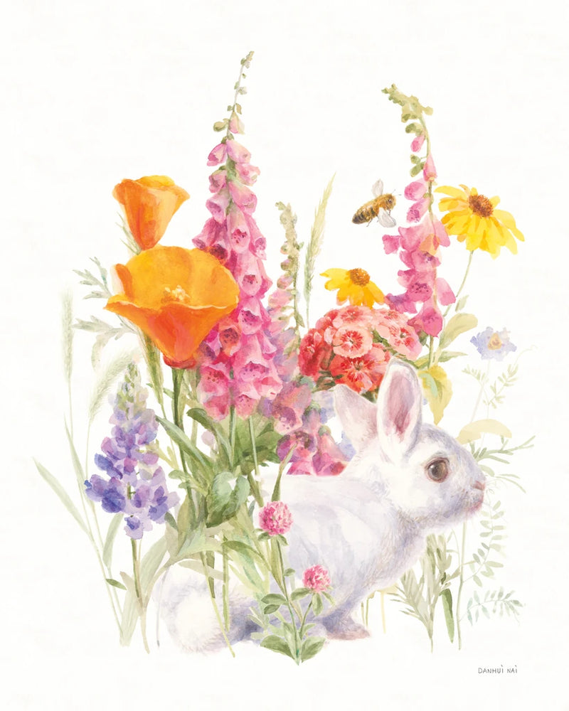 Wildflowers in Bloom II Bunny by Danhui Nai
