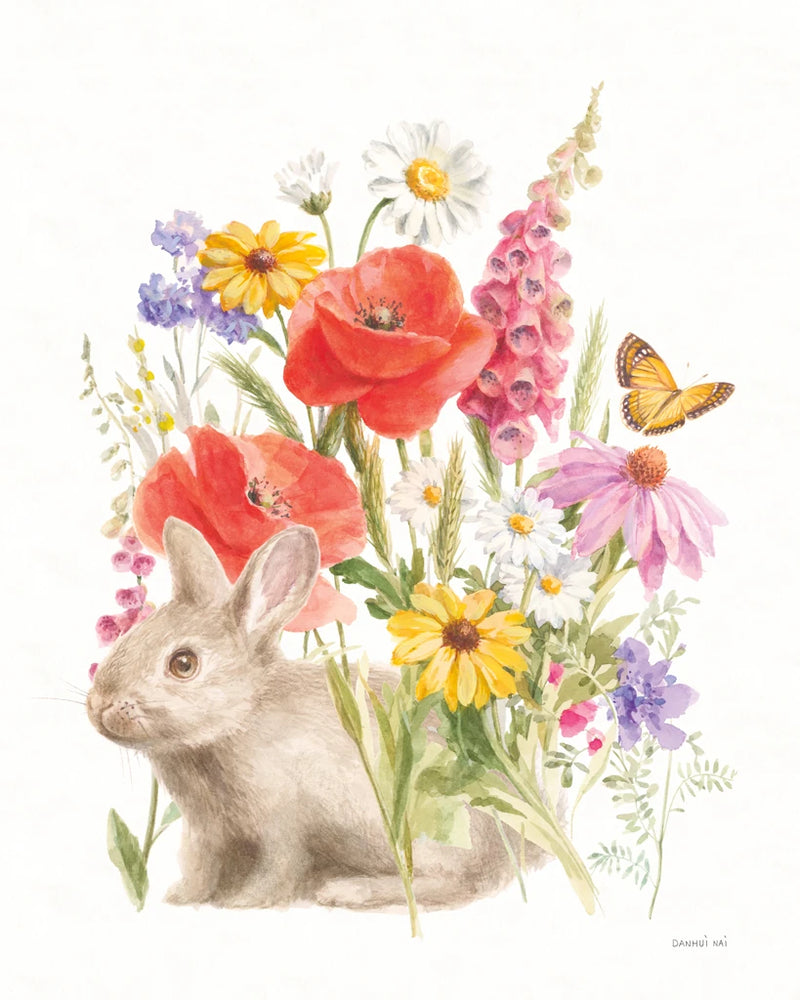 Wildflowers in Bloom III Bunny by Danhui Nai