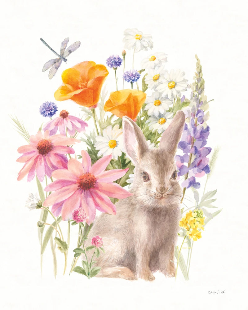 Wildflowers in Bloom IV Bunny by Danhui Nai