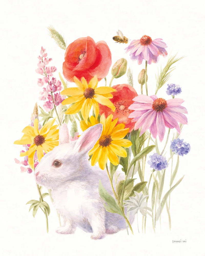 Wildflowers in Bloom V Bunny by Danhui Nai