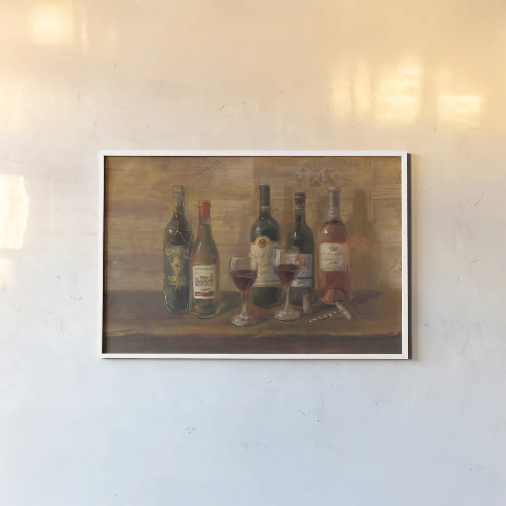 Wine Tasting by Danhui Nai. shown as a paper print in a white frame. Available as a archival giclee rolled canvas, fine art paper, or poster print. SKU 6247i.
