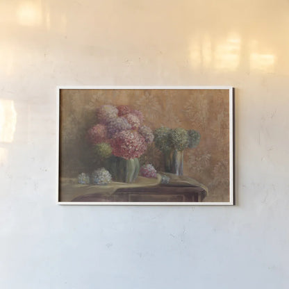 Winter Hydrangea by Danhui Nai. shown as a paper print in a white frame. Available as a archival giclee rolled canvas, fine art paper, or poster print. SKU 5606i.