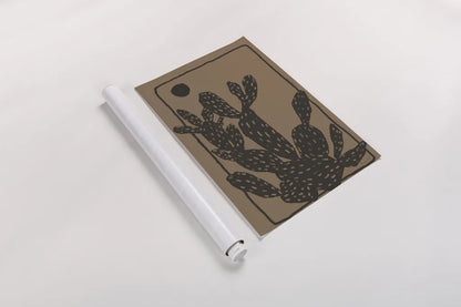 Woodcut Cactus I Natural by Danhui Nai. shown as a rolled paper print. Available as archival giclee rolled canvas, fine art paper, or poster print. SKU 97970h.