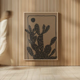 Woodcut Cactus I Natural by Danhui Nai. shown as over sized large wall art. Available as an archival giclee rolled canvas, fine art paper, or poster print. SKU 97970h.