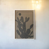 Woodcut Cactus I Natural by Danhui Nai. shown as a paper print in a white frame. Available as a archival giclee rolled canvas, fine art paper, or poster print. SKU 97970h.