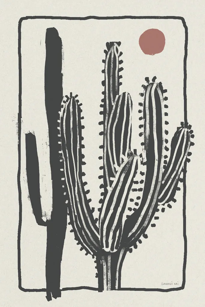 Woodcut Cactus II by Danhui Nai. SKU 95298h. Archival Giclee Fine art print for wall decor.