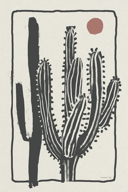 Woodcut Cactus II by Danhui Nai. SKU 95298h. Archival Giclee Fine art print for wall decor.