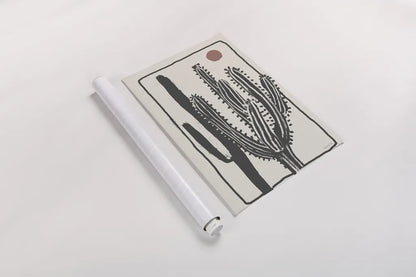 Woodcut Cactus II by Danhui Nai. shown as a rolled paper print. Available as archival giclee rolled canvas, fine art paper, or poster print. SKU 95298h.