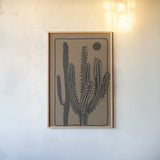 Woodcut Cactus II Natural by Danhui Nai. shown as a paper print in a natural frame. Available as a archival giclee rolled canvas, fine art paper, or poster print. SKU 97971h.