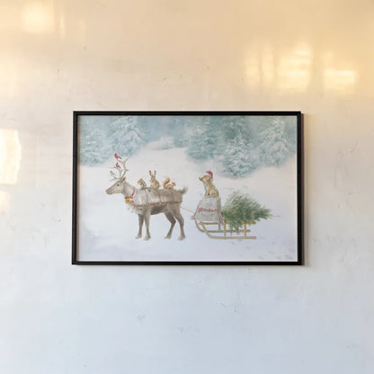 Woodland Celebration I by Danhui Nai. shown as a paper print in a black flame. Available as a archival giclee rolled canvas, fine art paper, or poster print. SKU 54903i.