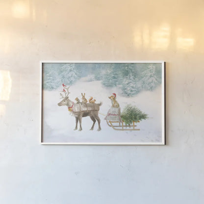 Woodland Celebration I by Danhui Nai. shown as a paper print in a white frame. Available as a archival giclee rolled canvas, fine art paper, or poster print. SKU 54903i.