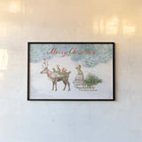 Woodland Celebration I Christmas by Danhui Nai. shown as a paper print in a black flame. Available as a archival giclee rolled canvas, fine art paper, or poster print. SKU 58258i.