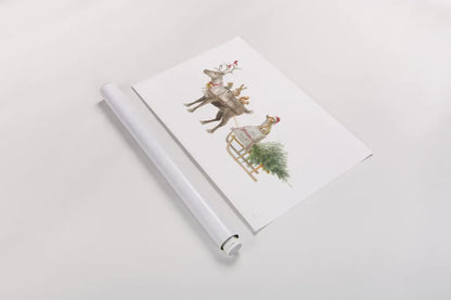 Woodland Celebration I on White by Danhui Nai. shown as a rolled paper print. Available as archival giclee rolled canvas, fine art paper, or poster print. SKU 54909i.