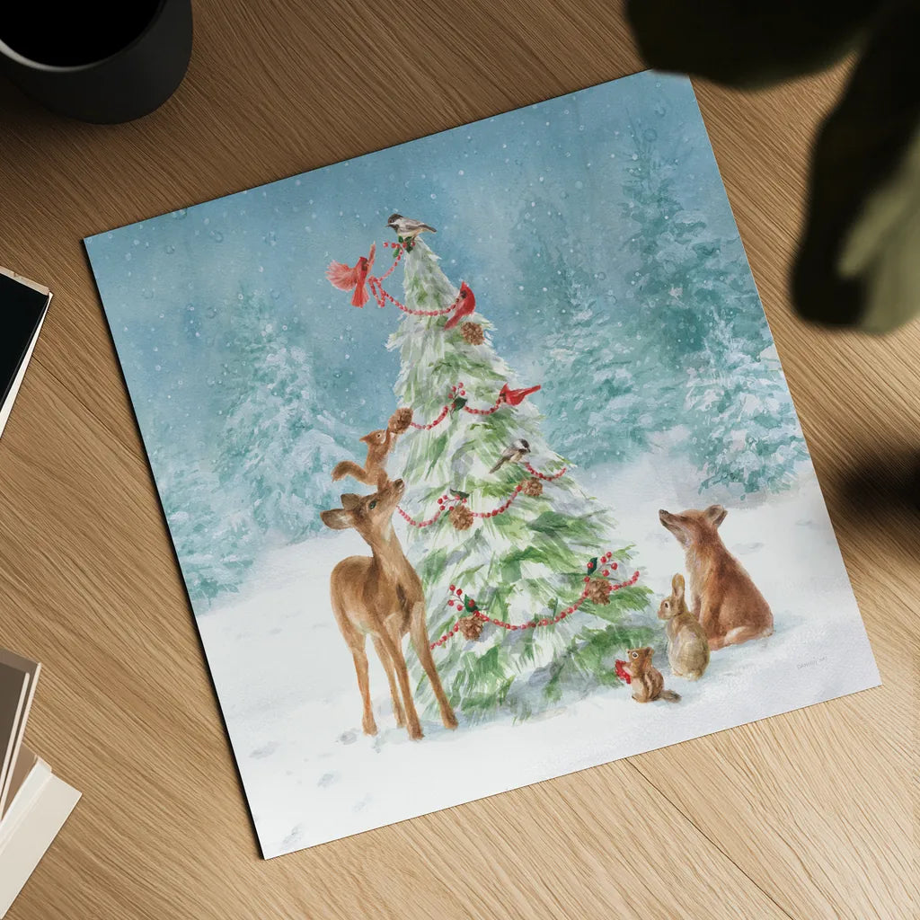 Woodland Celebration II by Danhui Nai. Shown as a detailed flat fine art print, highlighting archival giclee quality. Available as an archival giclee rolled canvas, fine art paper, or poster print. SKU 54904a.