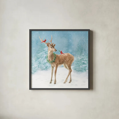 Woodland Celebration III by Danhui Nai. Shown in a sleek black glass frame for a contemporary gallery look. Available as an archival giclee rolled canvas, fine art paper, or poster print. SKU 54905a.