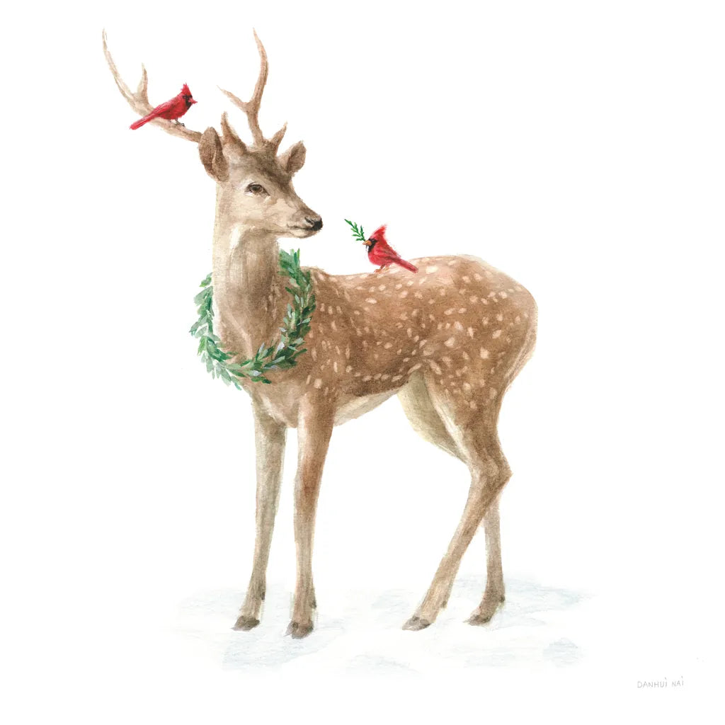 Woodland Celebration III on White by Danhui Nai. SKU 54911a. Archival Giclee Fine art print for wall decor.