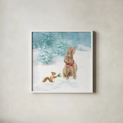 Woodland Celebration IV by Danhui Nai. Shown in a crisp white glass frame for a clean and minimalist style. Available as an archival giclee rolled canvas, fine art paper, or poster print. SKU 54906a.