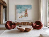 Woodland Celebration IV by Danhui Nai. Shown as extra-large giant wall art in a modern living room. Available as an archival giclee rolled canvas, fine art paper, or poster print. SKU 54906a.