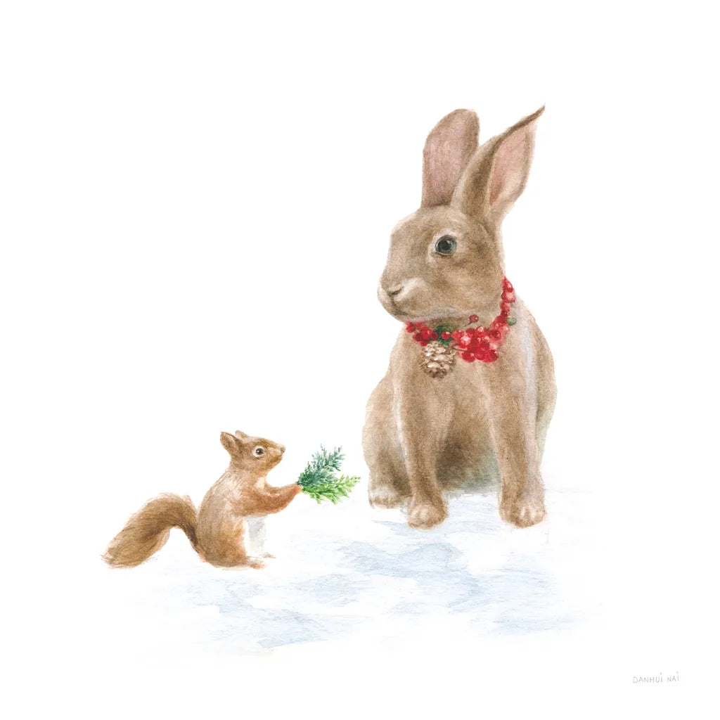 Woodland Celebration IV on White by Danhui Nai. SKU 54912a. Archival Giclee Fine art print for wall decor.