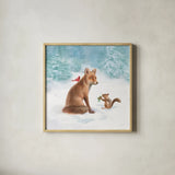 Woodland Celebration V by Danhui Nai. Shown in a natural wood glass frame for a timeless modern aesthetic. Available as an archival giclee rolled canvas, fine art paper, or poster print. SKU 54907a.
