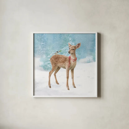 Woodland Celebration VI by Danhui Nai. Shown in a crisp white glass frame for a clean and minimalist style. Available as an archival giclee rolled canvas, fine art paper, or poster print. SKU 54908a.