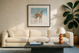 Woodland Celebration VI by Danhui Nai. Displayed in a glass frame with matte in a clean modern living room. Available as an archival giclee rolled canvas, fine art paper, or poster print. SKU 54908a.