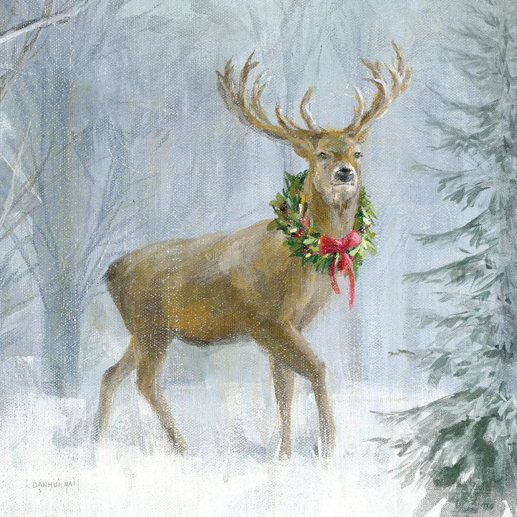 Woodland Holidays I Deer by Danhui Nai. SKU 81962a. Archival Giclee Fine art print for wall decor.