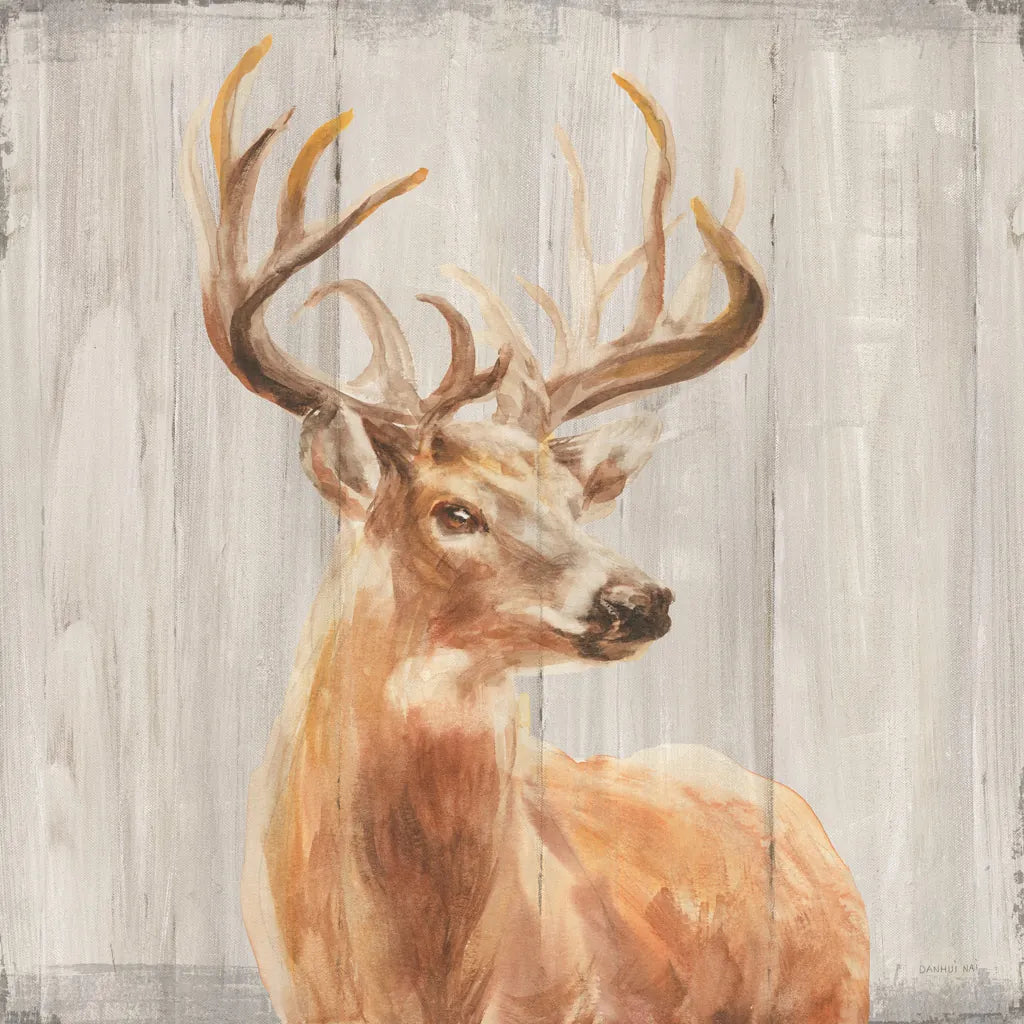 Woodland Holidays Stag by Danhui Nai. SKU 38763a. Archival Giclee Fine art print for wall decor.