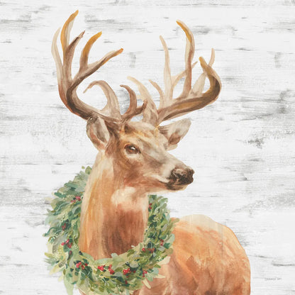 Woodland Holidays Stag Gray by Danhui Nai. SKU 58283a. Archival Giclee Fine art print for wall decor.