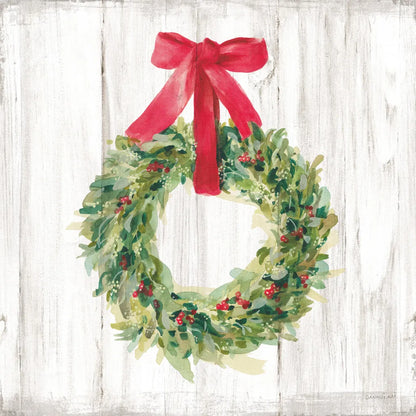 Woodland Holidays Wreath no Bird White by Danhui Nai. SKU 47613a. Archival Giclee Fine art print for wall decor.