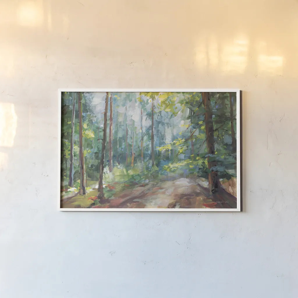 Woodland Reverie Crop by Danhui Nai. shown as a paper print in a white frame. Available as a archival giclee rolled canvas, fine art paper, or poster print. SKU 77487i.