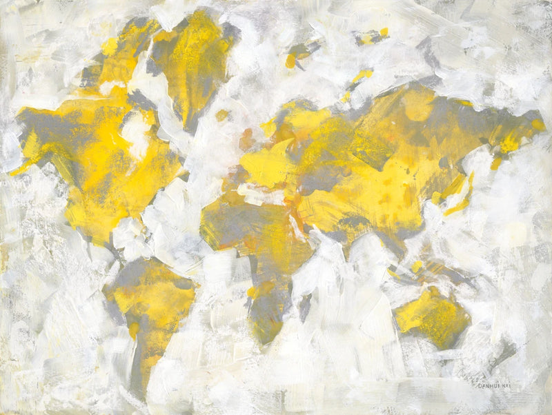 World Map Yellow Gray by Danhui Nai