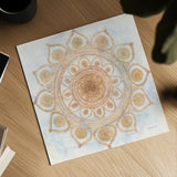 Woven Mandala by Danhui Nai. Shown as a detailed flat fine art print, highlighting archival giclee quality. Available as an archival giclee rolled canvas, fine art paper, or poster print. SKU 74479a.