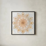 Woven Mandala by Danhui Nai. Shown in a sleek black glass frame for a contemporary gallery look. Available as an archival giclee rolled canvas, fine art paper, or poster print. SKU 74479a.