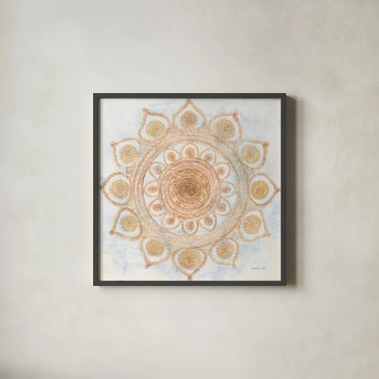 Woven Mandala by Danhui Nai. Shown in a sleek black glass frame for a contemporary gallery look. Available as an archival giclee rolled canvas, fine art paper, or poster print. SKU 74479a.