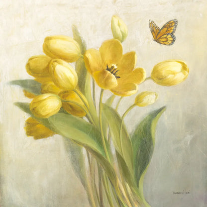 Yellow French Tulips by Danhui Nai. SKU 11450a. Archival Giclee Fine art print for wall decor.