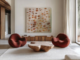 Ziplines by Danhui Nai. Shown as extra-large giant wall art in a modern living room. Available as an archival giclee rolled canvas, fine art paper, or poster print. SKU 79466a.