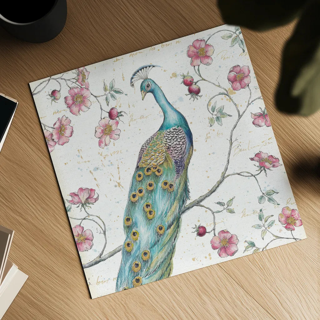  Jardin de Roses I Square by Daphne Brissonnet. Shown as a detailed flat fine art print, highlighting archival giclee quality. Available as an archival giclee rolled canvas, fine art paper, or poster print. SKU 17145a.