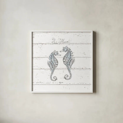 Aqua Underwater Life V Shiplap by Daphne Brissonnet. Shown in a crisp white glass frame for a clean and minimalist style. Available as an archival giclee rolled canvas, fine art paper, or poster print. SKU 38488a.