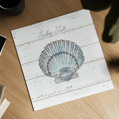 Aqua Underwater Life VIII Shiplap by Daphne Brissonnet. Shown as a detailed flat fine art print, highlighting archival giclee quality. Available as an archival giclee rolled canvas, fine art paper, or poster print. SKU 38489a.