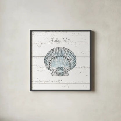 Aqua Underwater Life VIII Shiplap by Daphne Brissonnet. Shown in a sleek black glass frame for a contemporary gallery look. Available as an archival giclee rolled canvas, fine art paper, or poster print. SKU 38489a.